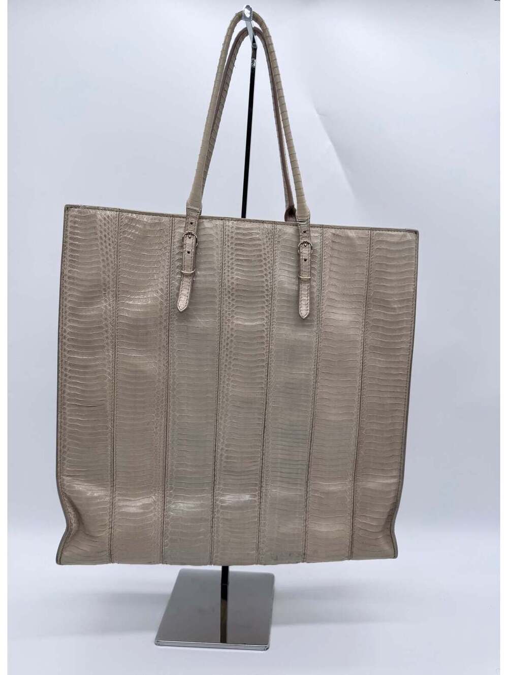 Balenciaga Papier A4 Lizard-Embossed Leather Tote – Light Grey